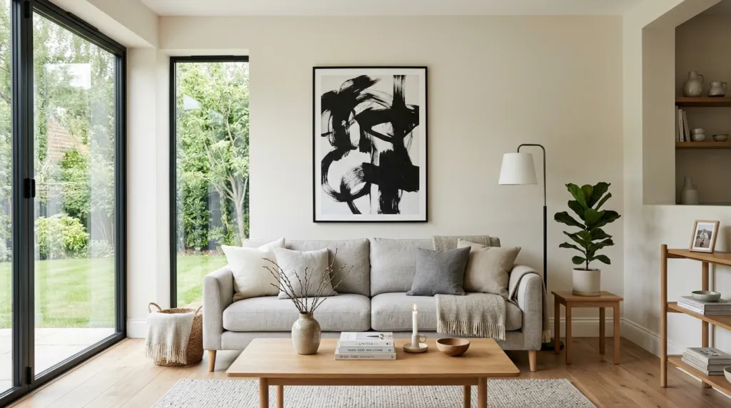 Derfor slår én stor plakat 100×140 en hel billedvæg i familiens rum