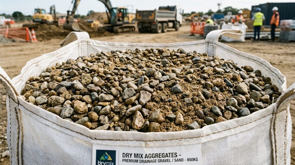 Close-up realistic image of premium drainage gravel and coar
