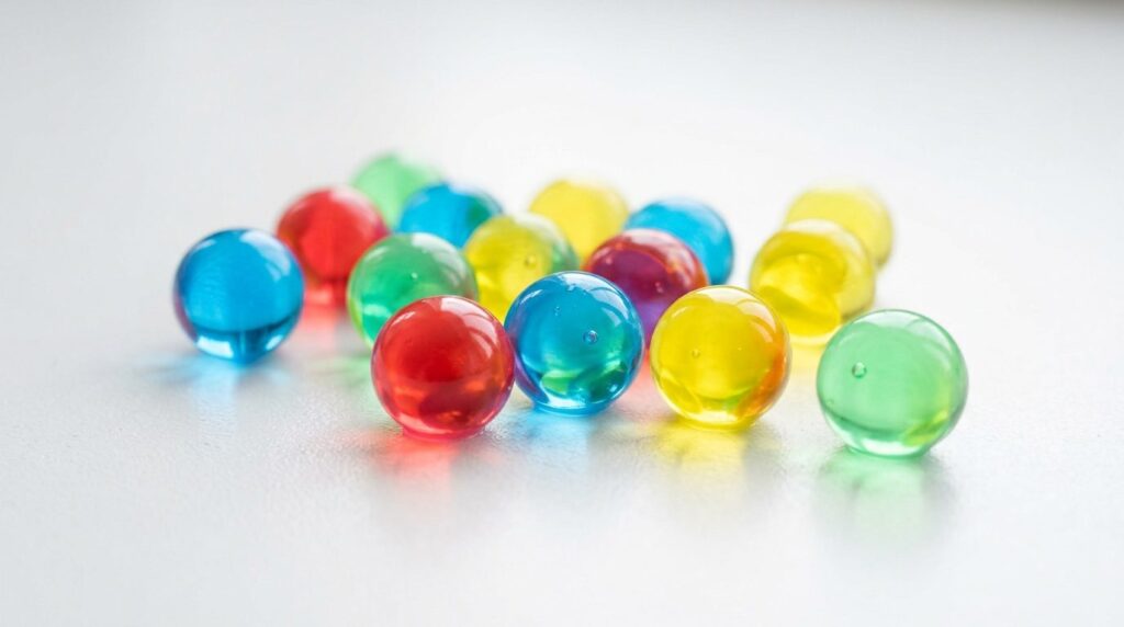 Close-up macro photography of transparent biodegradable gel