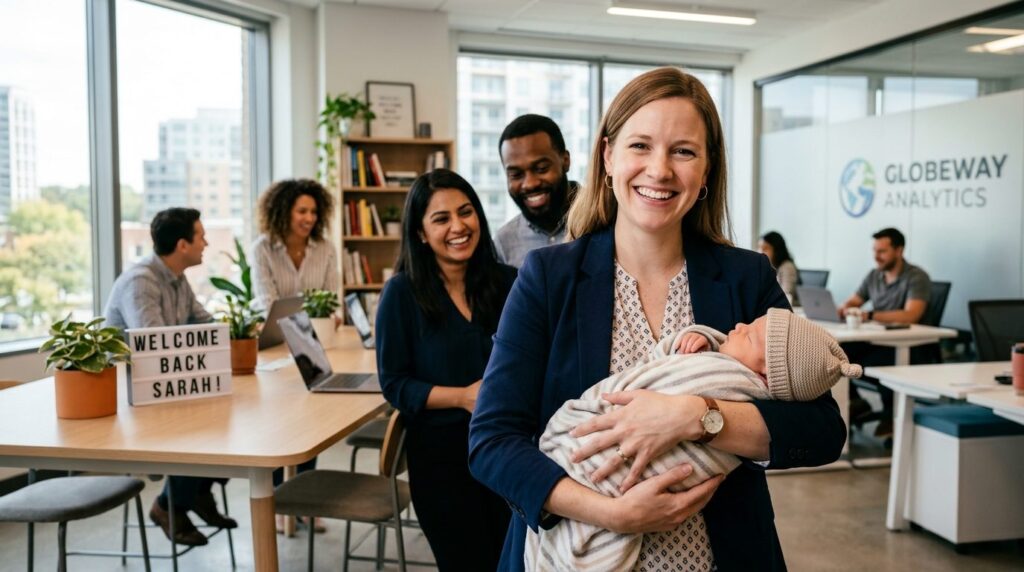 Professional portrait of a happy working mother in modern of