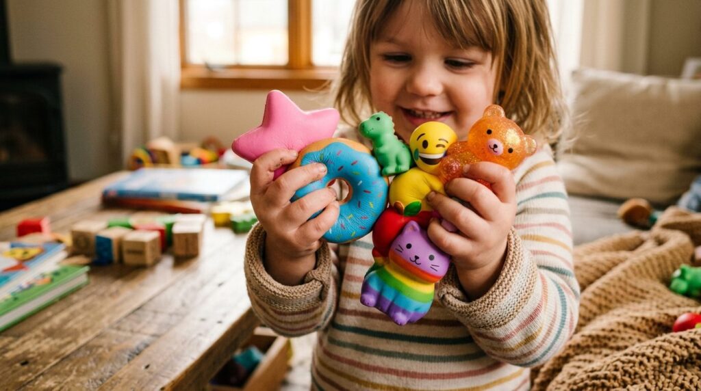 Candid shot of a happy childs hands holding and squeezing d
